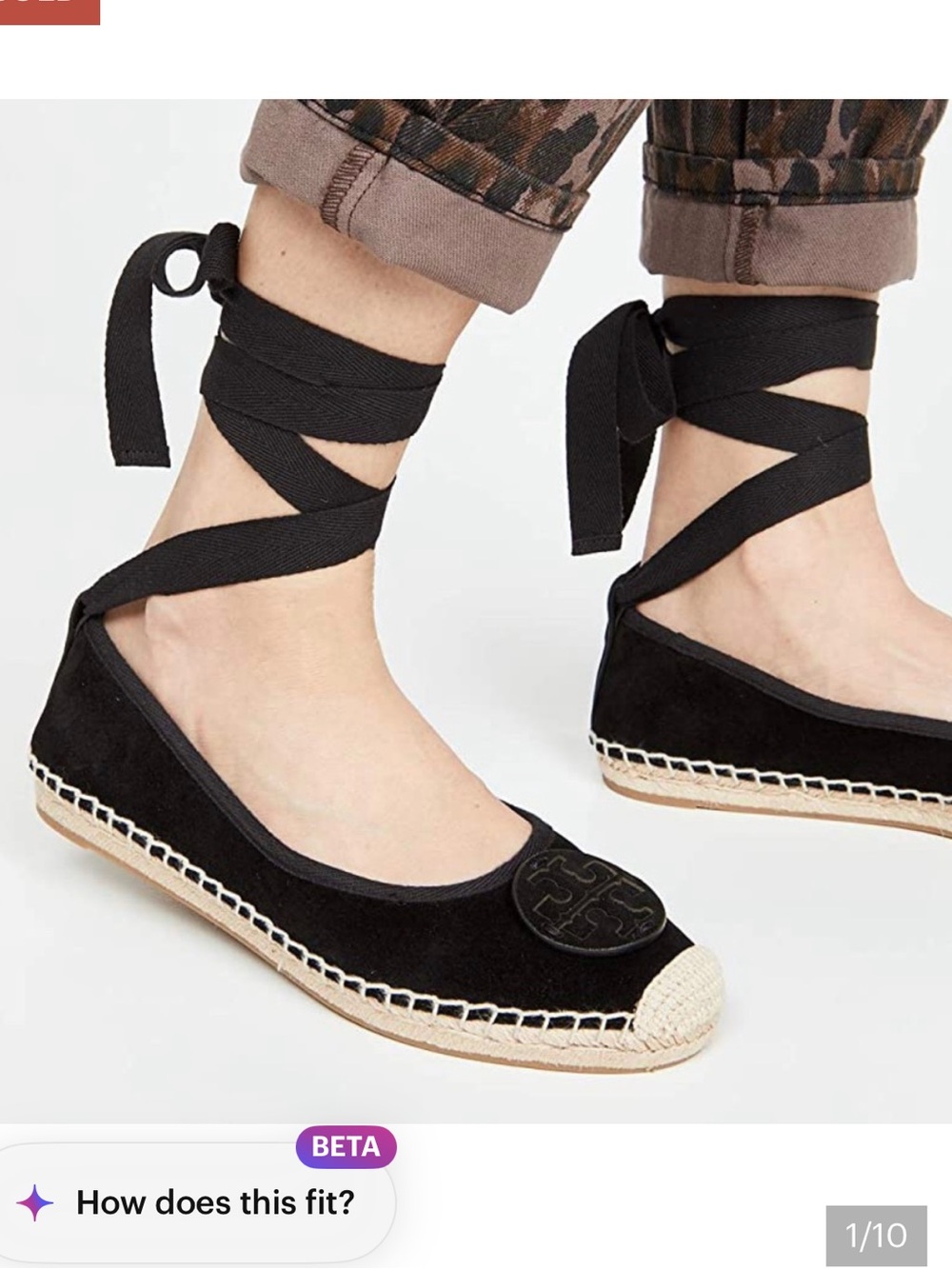 Tory Burch Minnie ballet espadrilles size 8 1/2 black